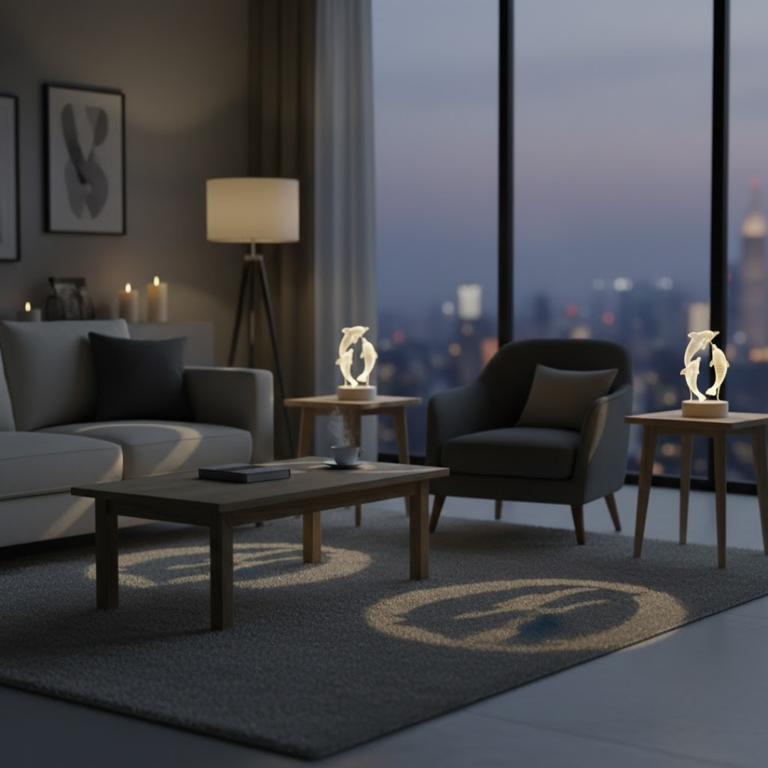 3 Boyutlu Yunus Balığı Tasarımlı Premium Gece Lambası